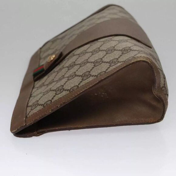 GUCCI GG Supreme Web Sherry Line Clutch Bag PVC Beige Red 89 01 033 Auth - Picture 9 of 13